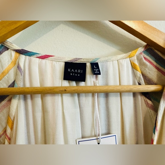 Kaari Blue Multi-Stripe Sonoran Sunset Wrap Dress - Picture 9 of 11